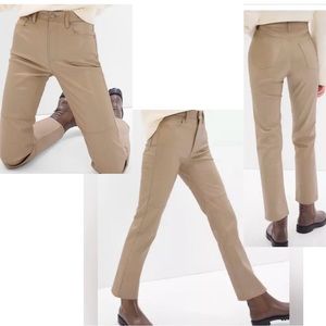 GAP High Rise Vegan Faux Leather Cheeky Straight Pants Sz 28 Pleather